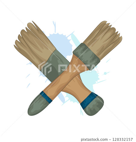 Illustration of Crossed paint brush  128332157