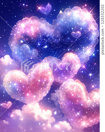 閃閃發光的心雲和星空幻想 128332202