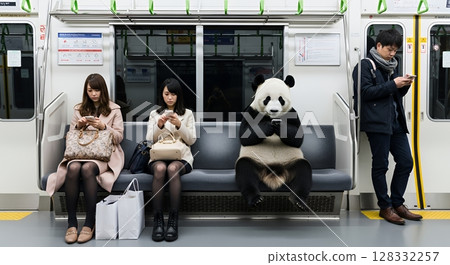 火車上的熊貓 128332257