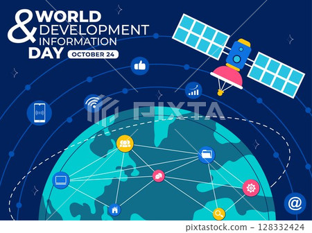World Development Information Day Illustration on October 24 Featuring Telecommunications and Society to Mobilize Public Opinion in a Background World Development Information Day Illustration on October 24 Featuring Telecommunications and Society to Mobilize Public Opinion in a Background 128332424