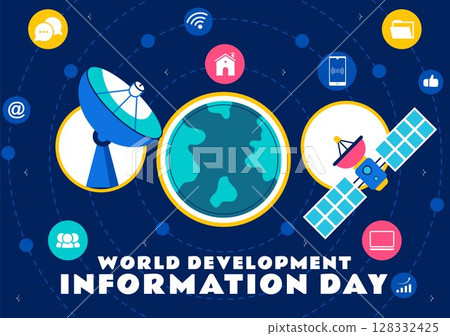 World Development Information Day Illustration on October 24 Featuring Telecommunications and Society to Mobilize Public Opinion in a Background World Development Information Day Illustration on October 24 Featuring Telecommunications and Society to Mobilize Public Opinion in a Background 128332425