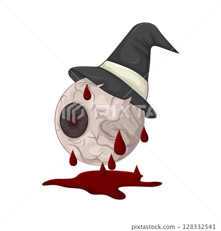 Illustration of Eyeball wearing witch hat Illustration of Eyeball wearing witch hat 128332541
