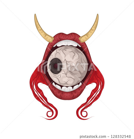 Illustration of Eyeball in mouth 128332548