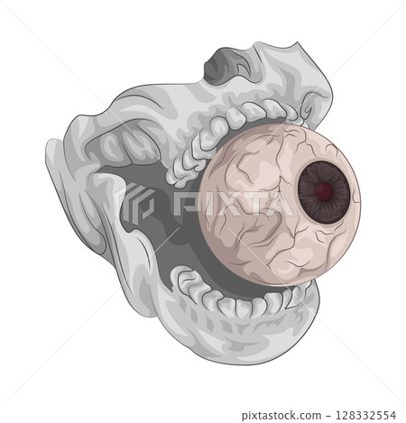 Illustration of Eyeball in mouth 128332554