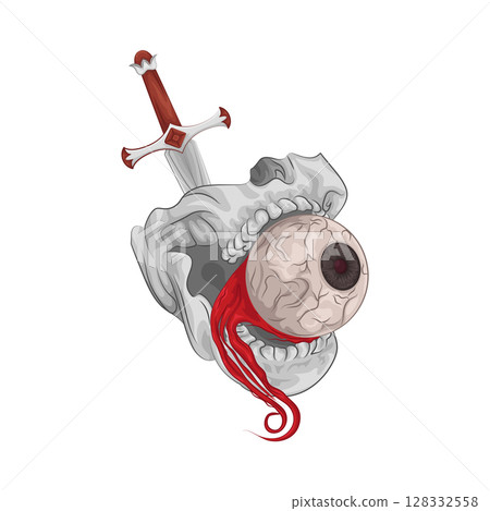 Illustration of Eyeball in mouth 128332558