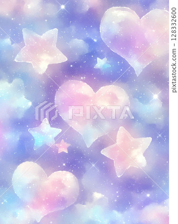 Pastel background with soft hearts and stars 128332600