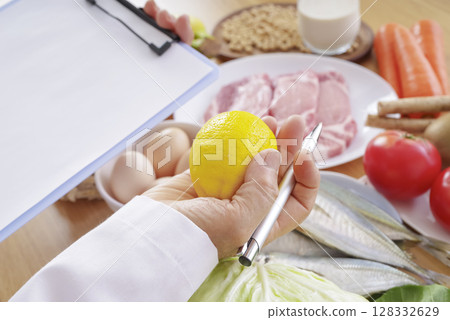 A scene where a registered dietitian checks ingredients A scene where a registered dietitian checks ingredients 128332629