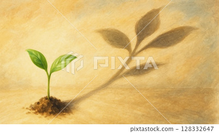 The future reflected in the shadows of young leaves 128332647