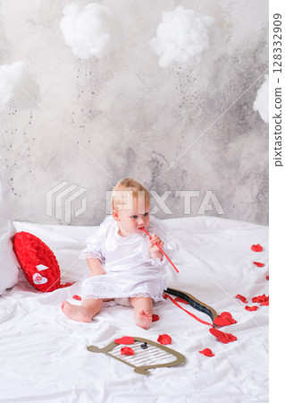 little baby with angel wings, valentine's day concept little baby with angel wings, valentine's day concept 128332909