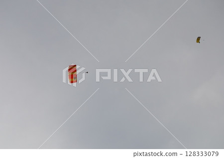 (Saitama, Okegawa Airport) Skydivers flying in the sky (Saitama, Okegawa Airport) Skydivers flying in the sky 128333079