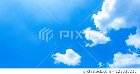Simple landscape with blue sky and white clouds Simple landscape with blue sky and white clouds 128333213