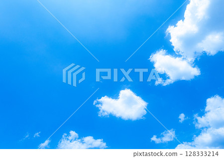 Simple landscape with blue sky and white clouds Simple landscape with blue sky and white clouds 128333214