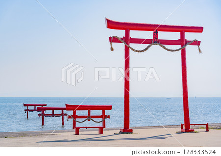 (Saga Prefecture) Ariake Sea, Ooguo Shrine's underwater torii gate 128333524