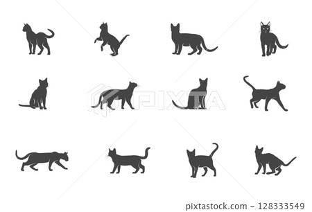 Bengal cat svg, Bengal cat silhouette, Bengal cat vector, Bengal cat clipart, Cat silhouette, Cat vector. 128333549