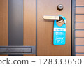 Door sign to inform customers that parcels will be left at their door 128333650