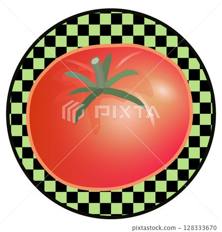 Illustration of a red tomato with a circular background 128333670