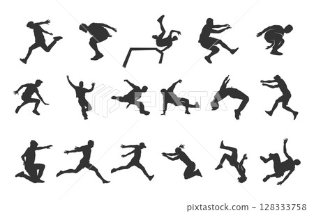 Parkour silhouette, Jumping parkour silhouette, Parkour svg, Parkour vector illustration. Parkour silhouette, Jumping parkour silhouette, Parkour svg, Parkour vector illustration. 128333758