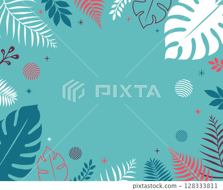 背景材料/夏季和熱帶植物插圖 128333811
