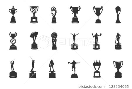 Trophy silhouettes, Trophy svg, Trophy vector set, Trophy icon, Cup trophy silhouette, Player trophy svg, Player trophy silhouette, Winner trophy cups silhouettes. Trophy silhouettes, Trophy svg, Trophy vector set, Trophy icon, Cup trophy silhouette, Player trophy svg, Player trophy silhouette, Winner trophy cups silhouettes. 128334065