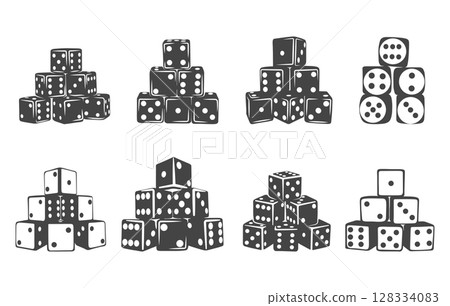 Giant yard dice silhouette, Giant dice svg, Dice svg, Dice silhouette, Wooden yard dice vector illustration. 128334083