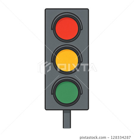 Illustration of a vertical traffic signal 128334287