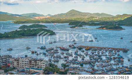 July 5 2025 View of a Crowded Marina with Boats and Nearby Coastline 128334619