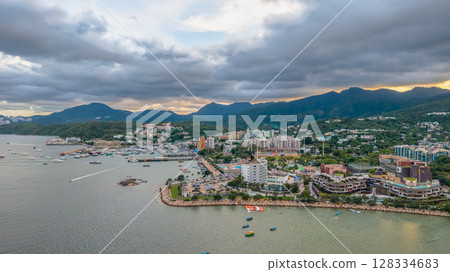 July 5 2025 Coastal Town with Mountainous Backdrop and Ocean Waters July 5 2025 Coastal Town with Mountainous Backdrop and Ocean Waters 128334683