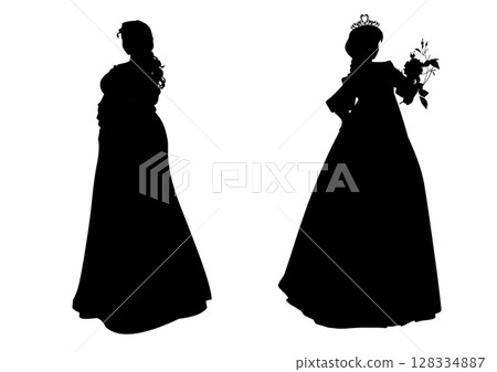 Person full body pose silhouette set Person full body pose silhouette set 128334887