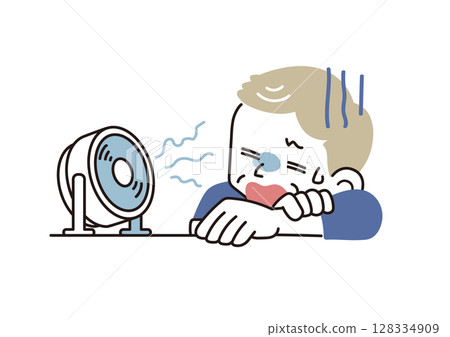 患有夏季疲勞的老人 患有夏季疲勞的老人 128334909