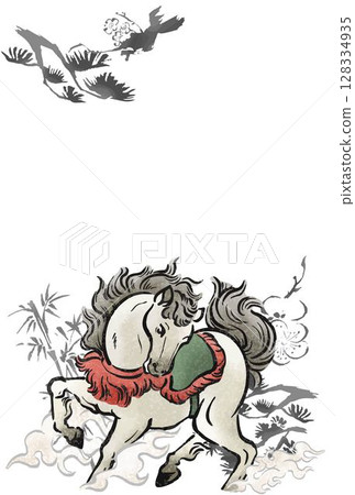 馬年, 2026, 賀年卡, 2026 年新年, 馬, 水墨畫, 水墨畫, 手繪, 日式, 現代, 插圖 馬年, 2026, 賀年卡, 2026 年新年, 馬, 水墨畫, 水墨畫, 手繪, 日式, 現代, 插圖 128334935