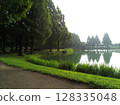 Quiet green lakeside park 128335048