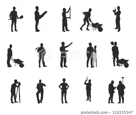 Construction worker silhouettes, Worker silhouettes 128335147