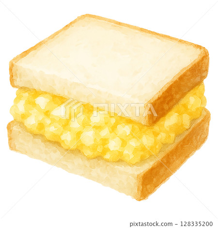 Scrambled egg sandwich watercolor illustration 128335200