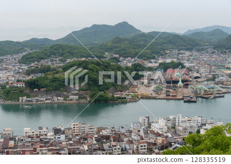 The streetscape of Mukojima, with its shipyards across the sea from Onomichi 128335519