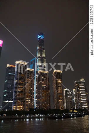 Shanghai night view from a boat Shanghai night view from a boat 128335742