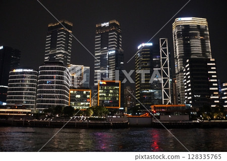 Shanghai night view from a boat 128335765