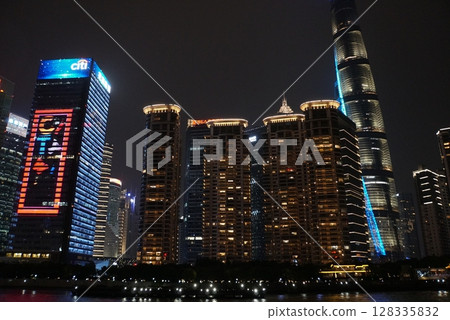 Shanghai night view from a boat 128335832