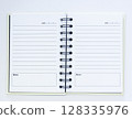 Open Spiral Notebook with Lined Pages, Business Journal Template 128335976