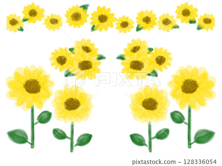 Summer cute sunflower decorative frame illustration 128336054