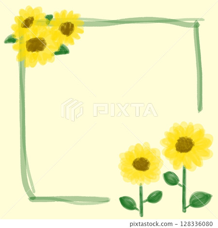 Summer cute sunflower decorative frame illustration 128336080
