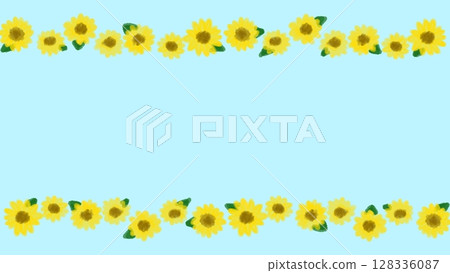 夏季可愛向日葵裝飾框架插圖 128336087