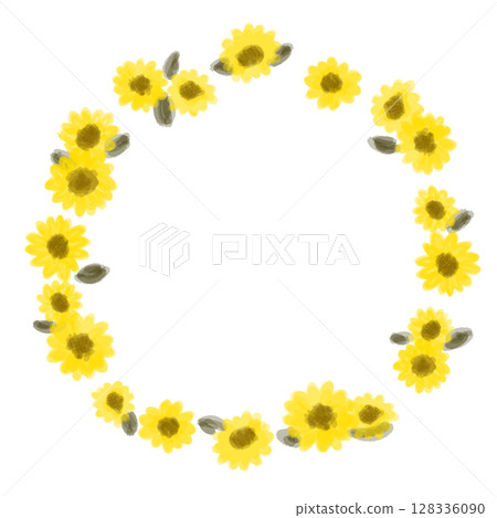 夏季可愛向日葵裝飾框架插圖 128336090