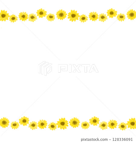夏季可愛向日葵裝飾框架插圖 128336091