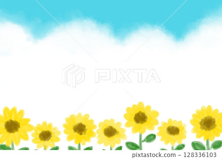 Summer cute sunflower decorative frame illustration 128336103