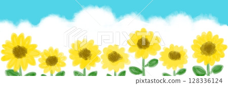 Summer cute sunflower decorative frame illustration Summer cute sunflower decorative frame illustration 128336124