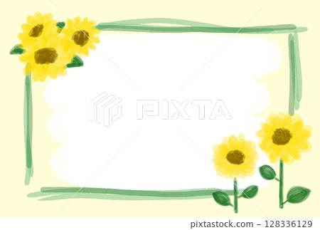 Summer cute sunflower decorative frame illustration 128336129