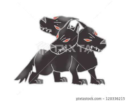 Illustration of Cerberus, the guard dog of the underworld 128336215