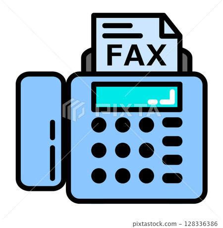 Illustration of a fax machine for sending and receiving documents and sending faxes Illustration of a fax machine for sending and receiving documents and sending faxes 128336386