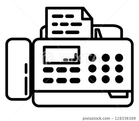 Illustration of a fax machine for sending and receiving documents and sending faxes Illustration of a fax machine for sending and receiving documents and sending faxes 128336389