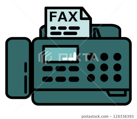 Illustration of a fax machine for sending and receiving documents and sending faxes Illustration of a fax machine for sending and receiving documents and sending faxes 128336393